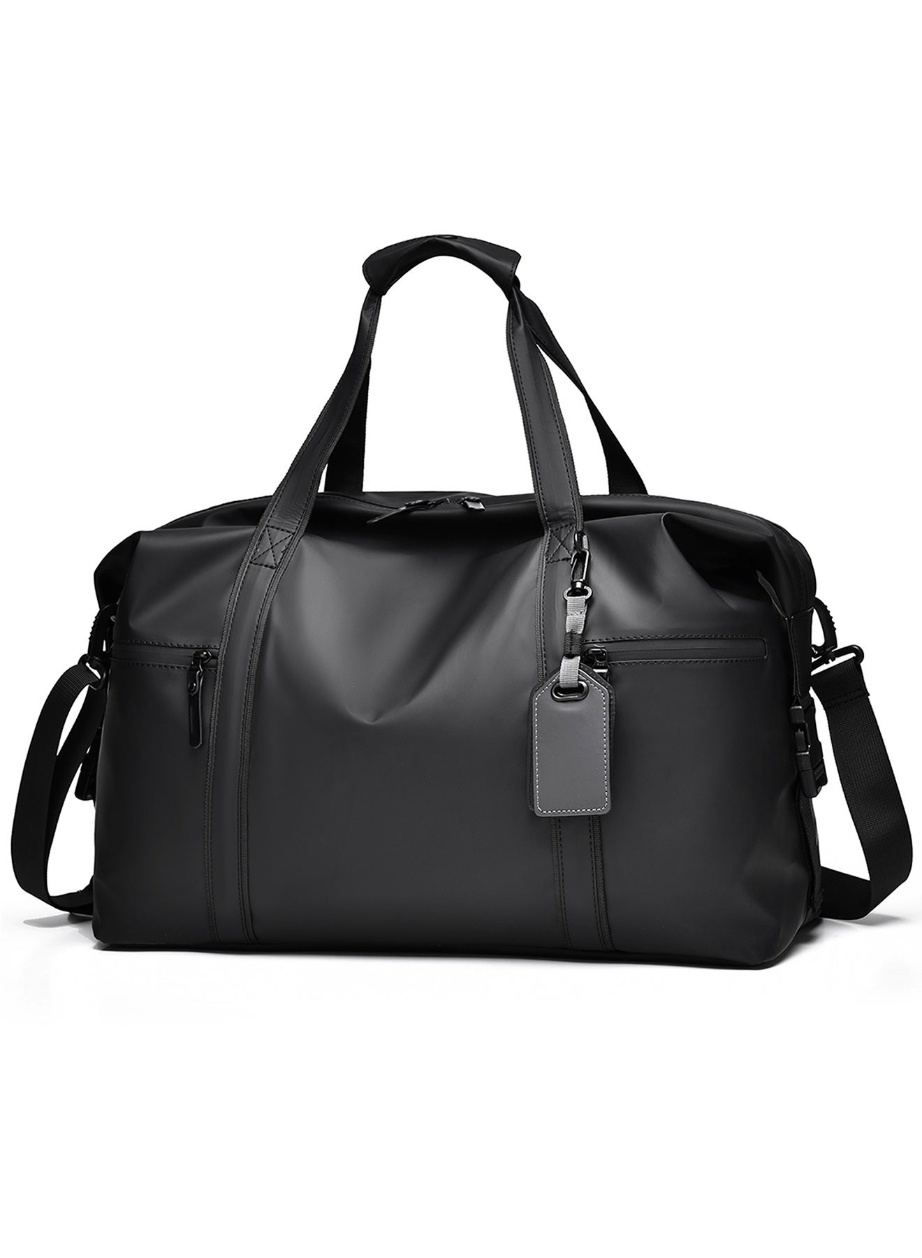 Qiccijoo Large Duffel Bag Carry on Bag with Wet Pocket for Men Women,Travel Luggage Bag 40L Weekend Overnight Bag Sports Gym Bag with Shoulder Strap(Black)